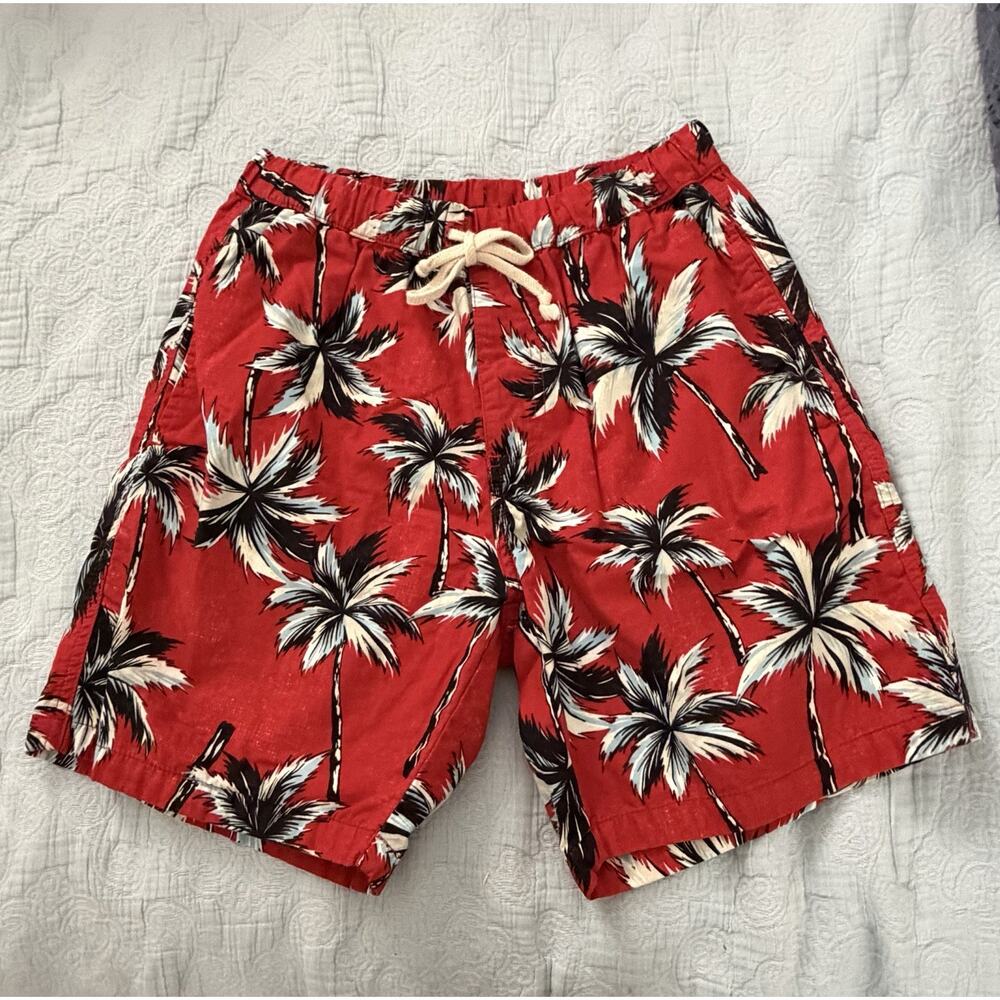 Avanti Hawaii Long Beach Port‎ Shorts Men M Made In USA Red Palm Tree Cotton